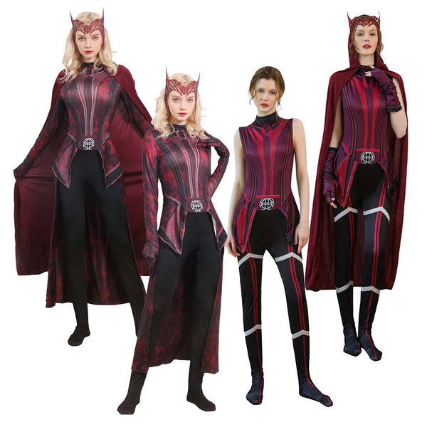 Kid Adult Wanda Maximoff Costume Scarlet Dress Halloween Cosplay DCMO-003