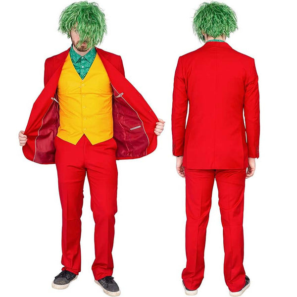 Halloween Adult Deluxe Psycho Clown Joaquin Phoenix Cosplay The Joker Jacket Uniform HORR-014