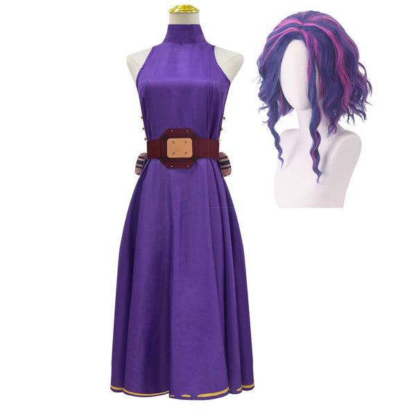 Anime My Hero Academia Lady Nagant Cosplay Costume Purple Dress With Wig AOKG-017