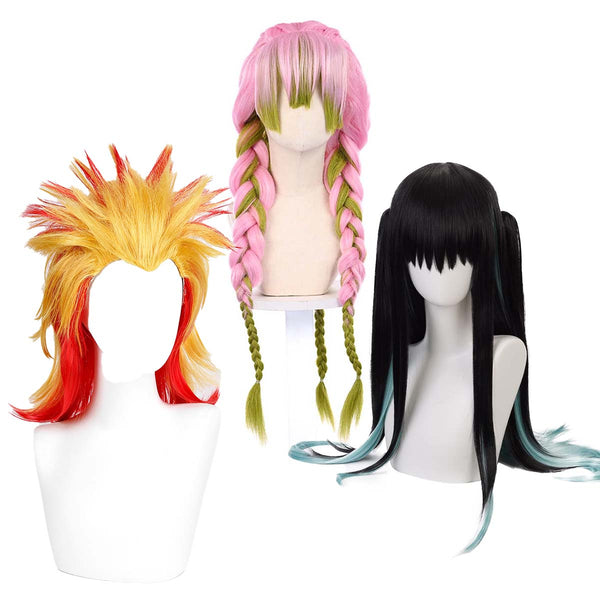 Christmas Halloween Anime-Fans Demon Slayer Kanroji Mitsuri Cosplay Wig AOKG-002