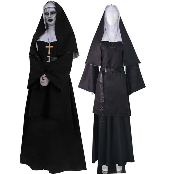 Halloween Adult Scary The Nun 2 Mother Sister Valak Movie Cosplay Nun Outfit Priest Costume HORR-011