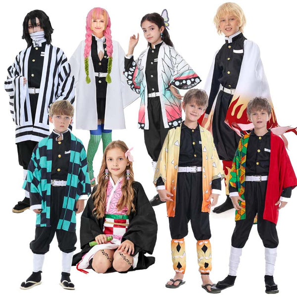 Kid Demon Slayer Tanjiro Cosplay Shinobu Giyuu Zenitsu Robe Kimono Cosplay Outfit AOKG-002