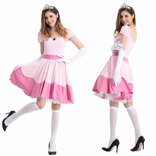 Halloween Christmas Carnival Cosplay Adult Princess Peach Costume DISP-021