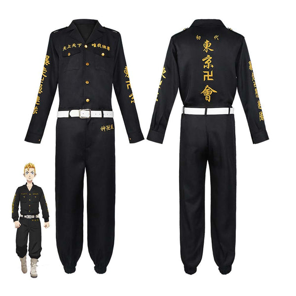 Halloween Party Anime Tokyo Revengers Cosplay Black Top Pants Printing School uniform Set FCGD-012