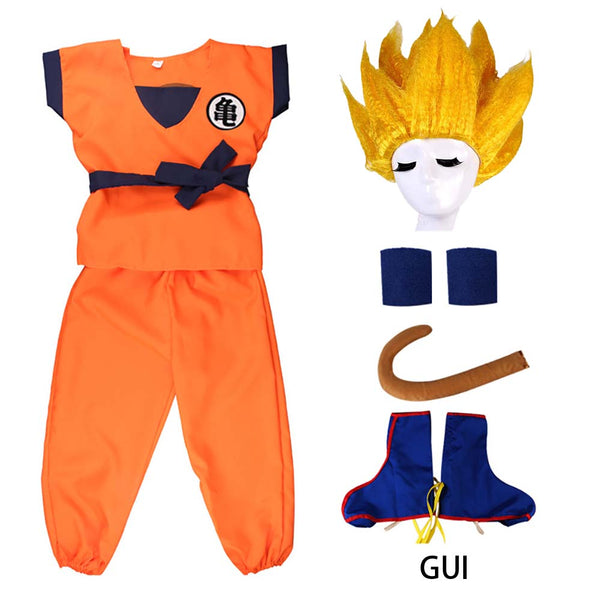 Kid Adult Halloween Cosplay Full Outfit Set Dragon Ball Son Goku Costume With Wig AOKG-007