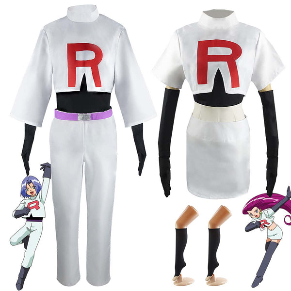 Halloween Team Rocket Jessie and James Cosplay Costume for Men Women