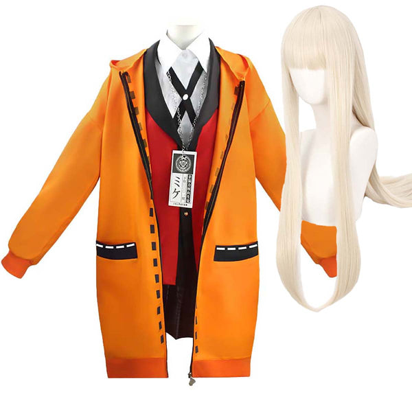 kid adult Halloween Gambler School Yomoduki Runa Cosplay Costume Full Set Outfit With wig AOKG-003