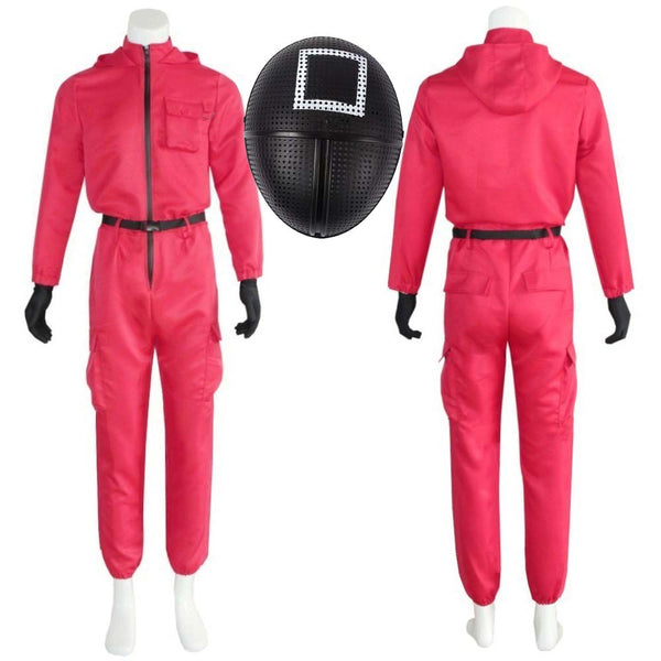 Women Men squid game Adult Triangle Guard Jumpsuit With Mask HORR-008