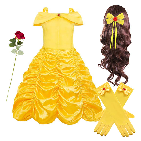 Girls Kids Belle Dress Halloween Cosplay Party Outfit DISP-007