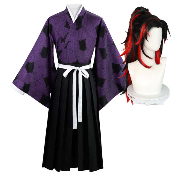 Demon Slayer Kokushibou Cosplay Costume Role Play Kimono Outfit Uniform With Wig AOKG-002