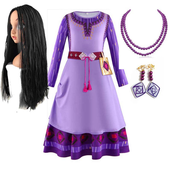 Full Set Princess Wish Asha Dress Up Costume For Girls  DISP-014