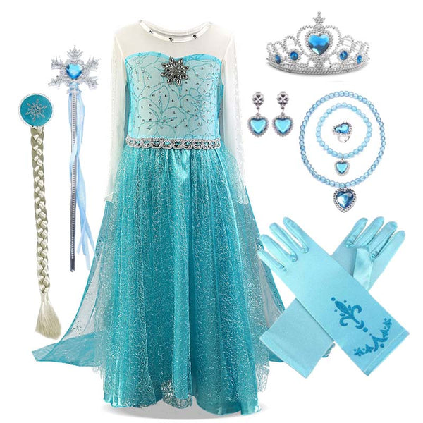 Girl Party Dress Up Disney Princess Elsa Anna Costume Dress DISP-013