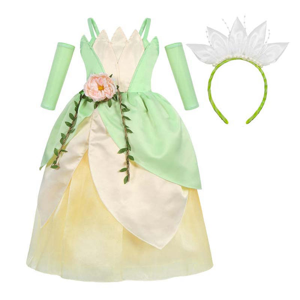 Girls Birthday Party Green Fairy Frog Princess Dress DISP-010