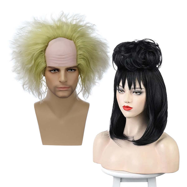 Women Men Halloween Cosplay Costume Gothic Beetle juice Wigs HORR-018