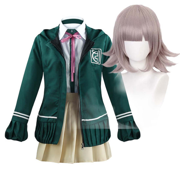 Women Anime Nanami Chiaki Cosplay Uniform Dress Green GAHC-011