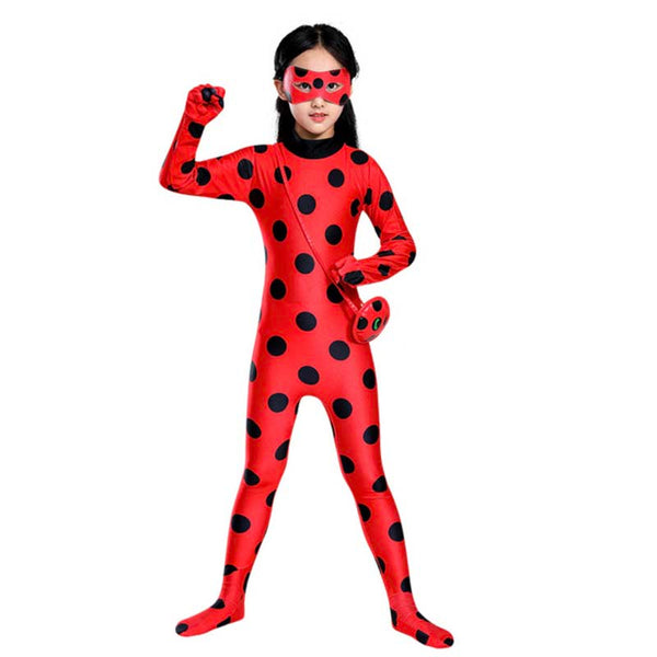 TV and Movie Halloween Miraculous Lady Bug Jumpsuit Costume For Kid Adult DONG-007