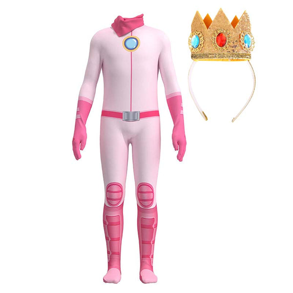 Adult Kid Super Brothers Princess Peach Cosplay Combat Bodysuit DISP-021