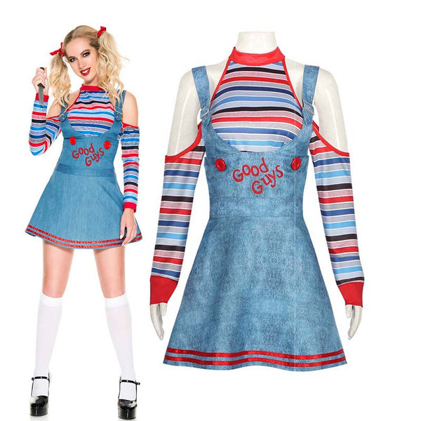 2024 Sexy Chucky Cosplay Costume Shirt Pants Outfits For Women HORR-001