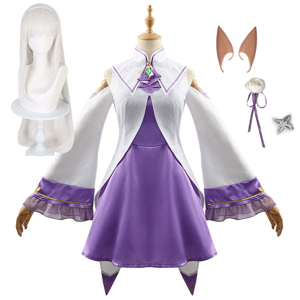 Halloween Party Anime Re:Life In a Different World From Zero Role Play Emilia Cosplay Costumes Uniform GAHC-023