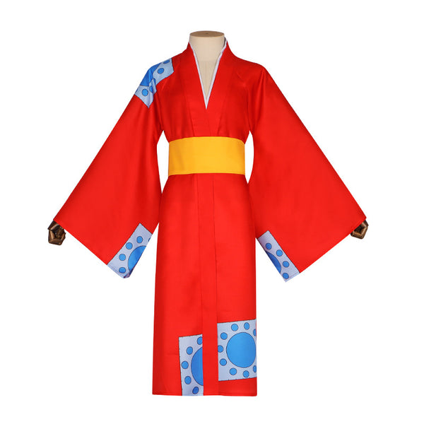 Anime One Piece Monkey D Luffy Red Kimono Suit Cosplay Costume AOKG-008