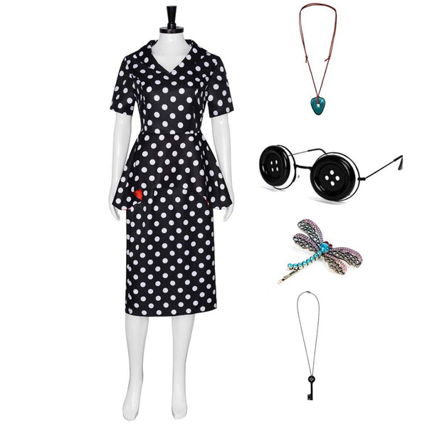 Adult Halloween Cosplay Polka Dot Coraline Ghost Mother Cosplay Costume HORR-012