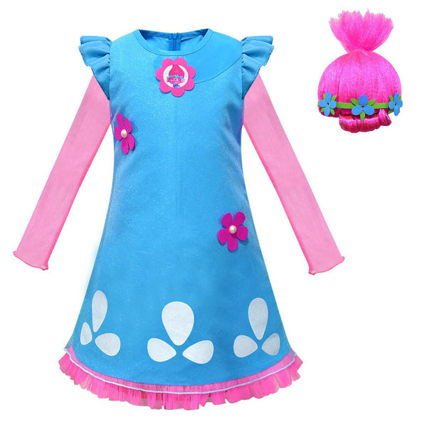 Kids Little Girl Poppy Princess Fancy Dress Up Outfit DONG-014