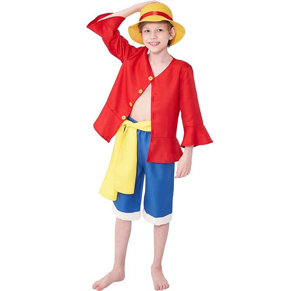 Kid Adult Halloween Cosplay Anime One Piece Luffy Costume Full Set AOKG-008