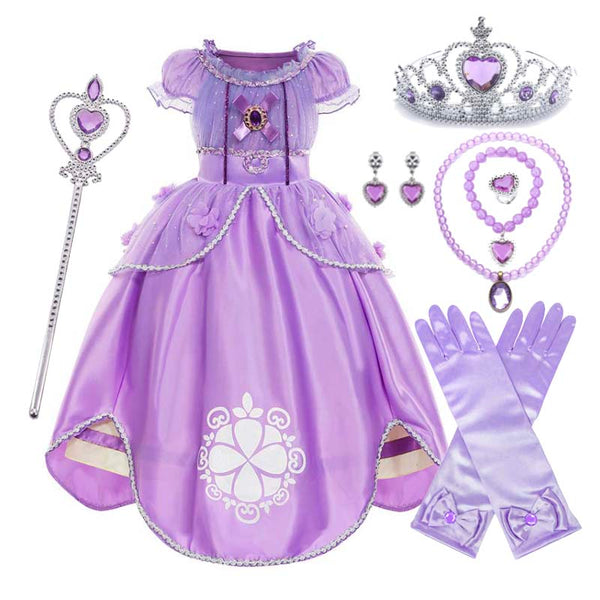 Girls Princess Sofia Costume Floor Length Birthday Party Dress Up DISP-005