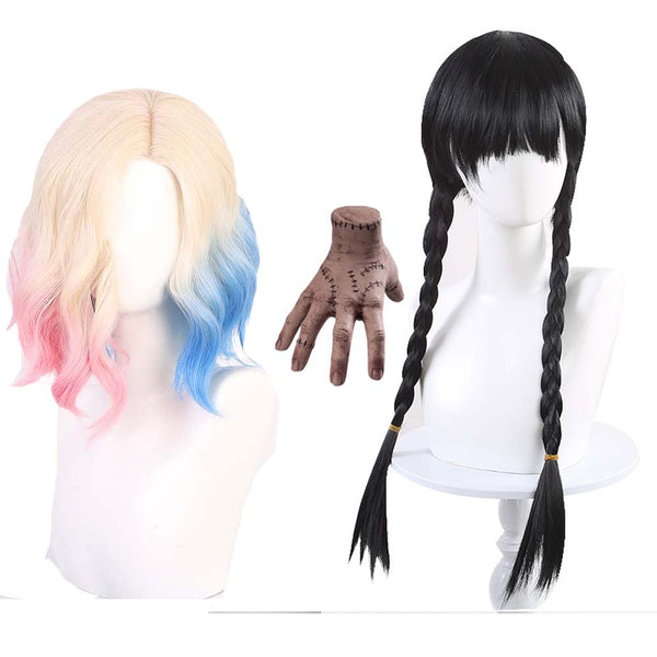 Halloween Party Women Men Wednesday Addams Cosplay Wigs HORR-005